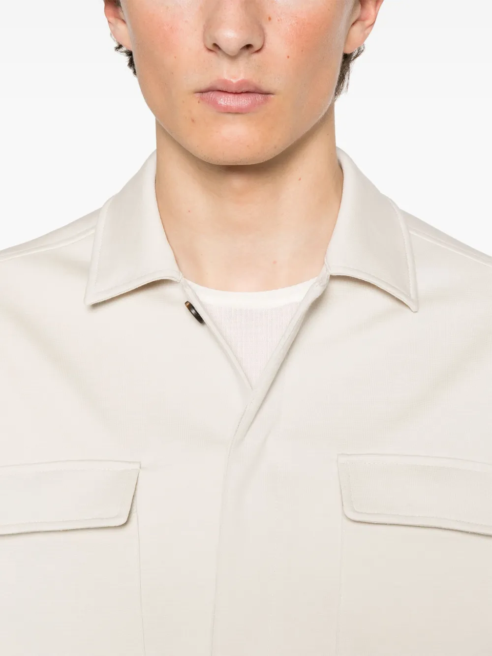 Eleventy Shirtjack met klassieke kraag Beige