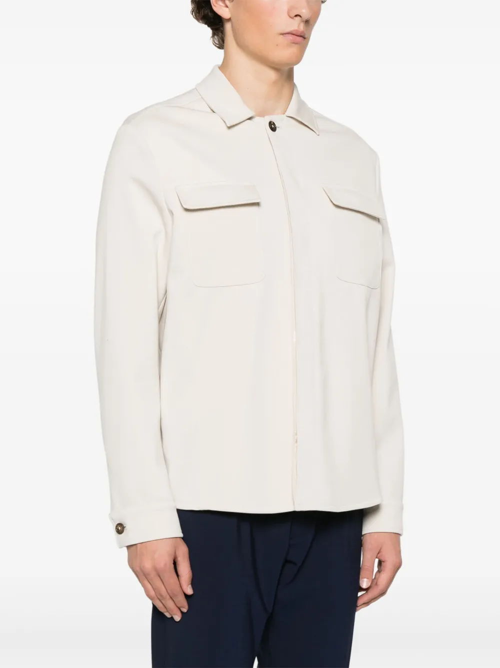 Eleventy Shirtjack met klassieke kraag Beige