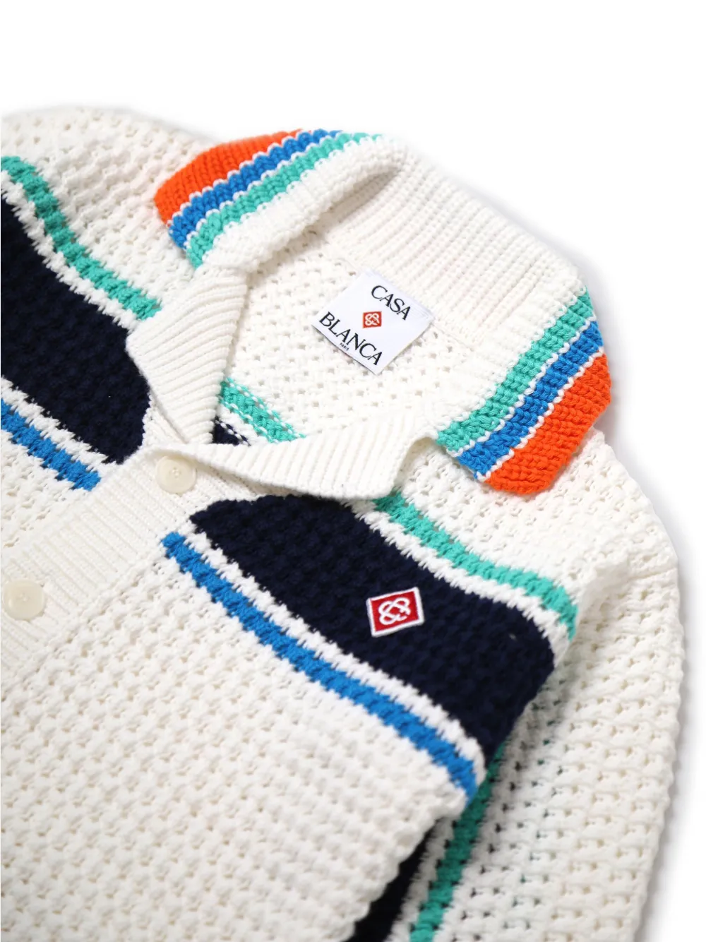 CASABLANCA KIDS Tennis Stripe gehaakt vest Wit