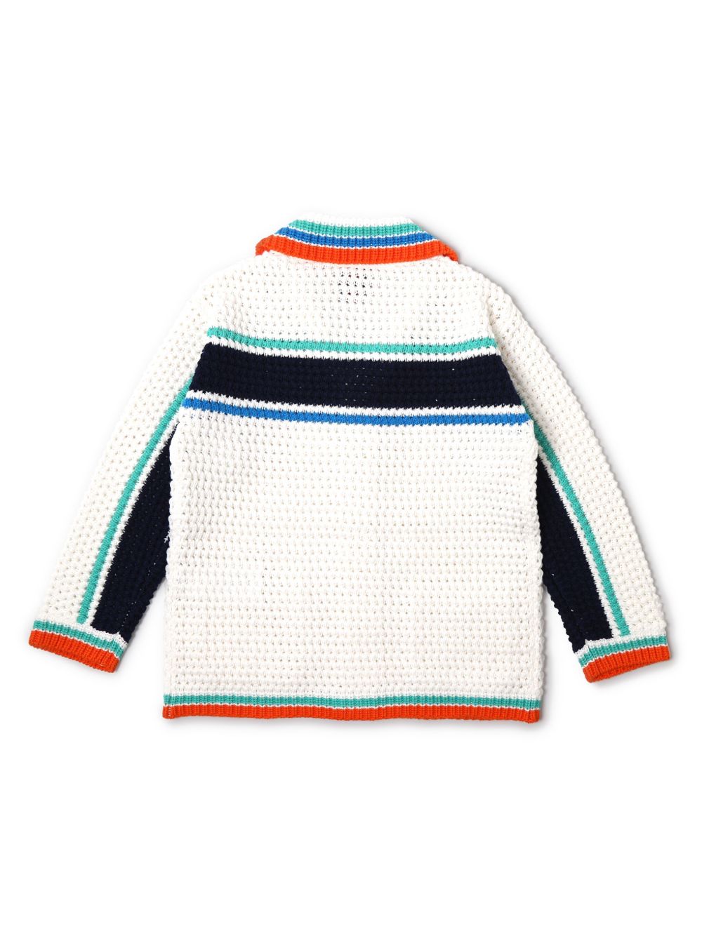 CASABLANCA KIDS Tennis Stripe crochet cardigan - White