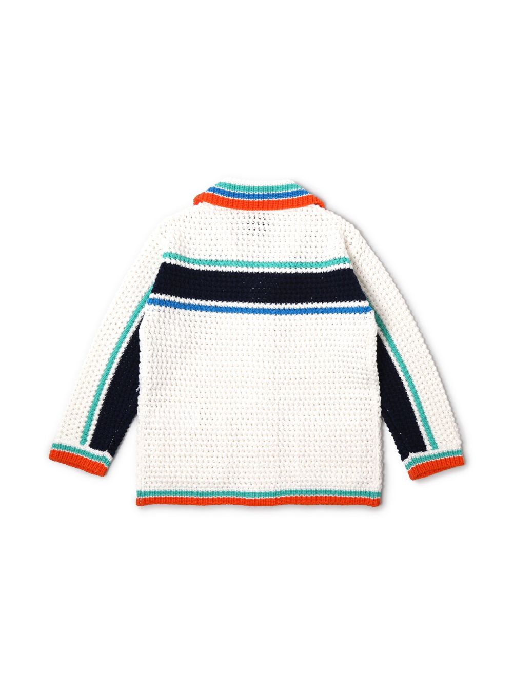 Tennis Stripe crochet cardigan - White