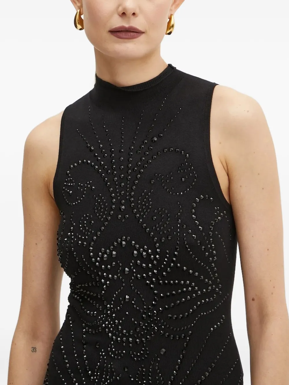 Guess Usa Embellished Mock-neck Top In Black