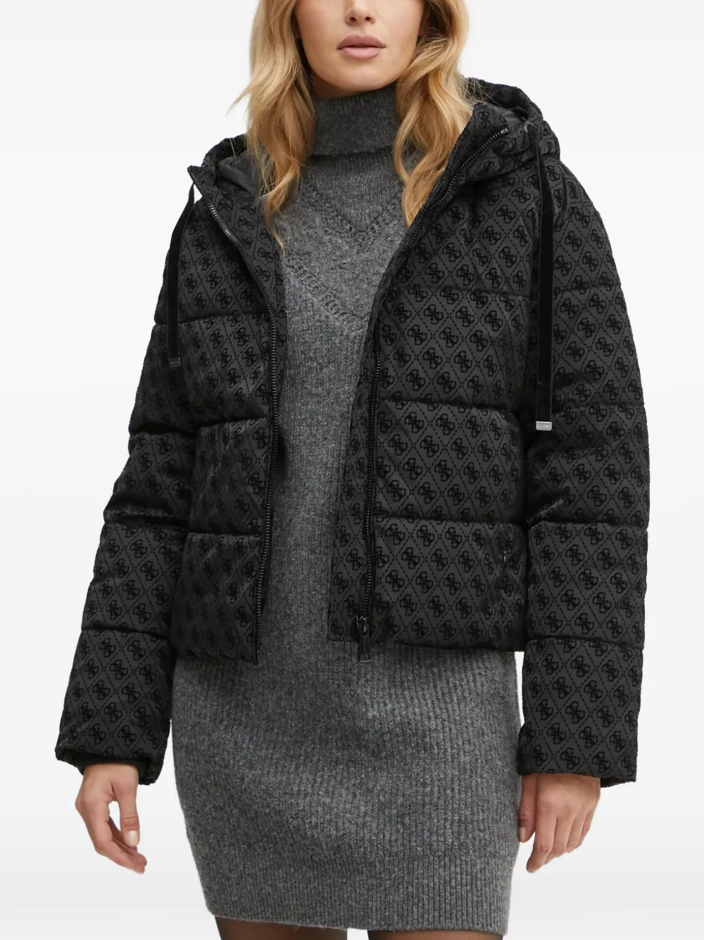 GUESS USA Piumino con logo 4G - Nero