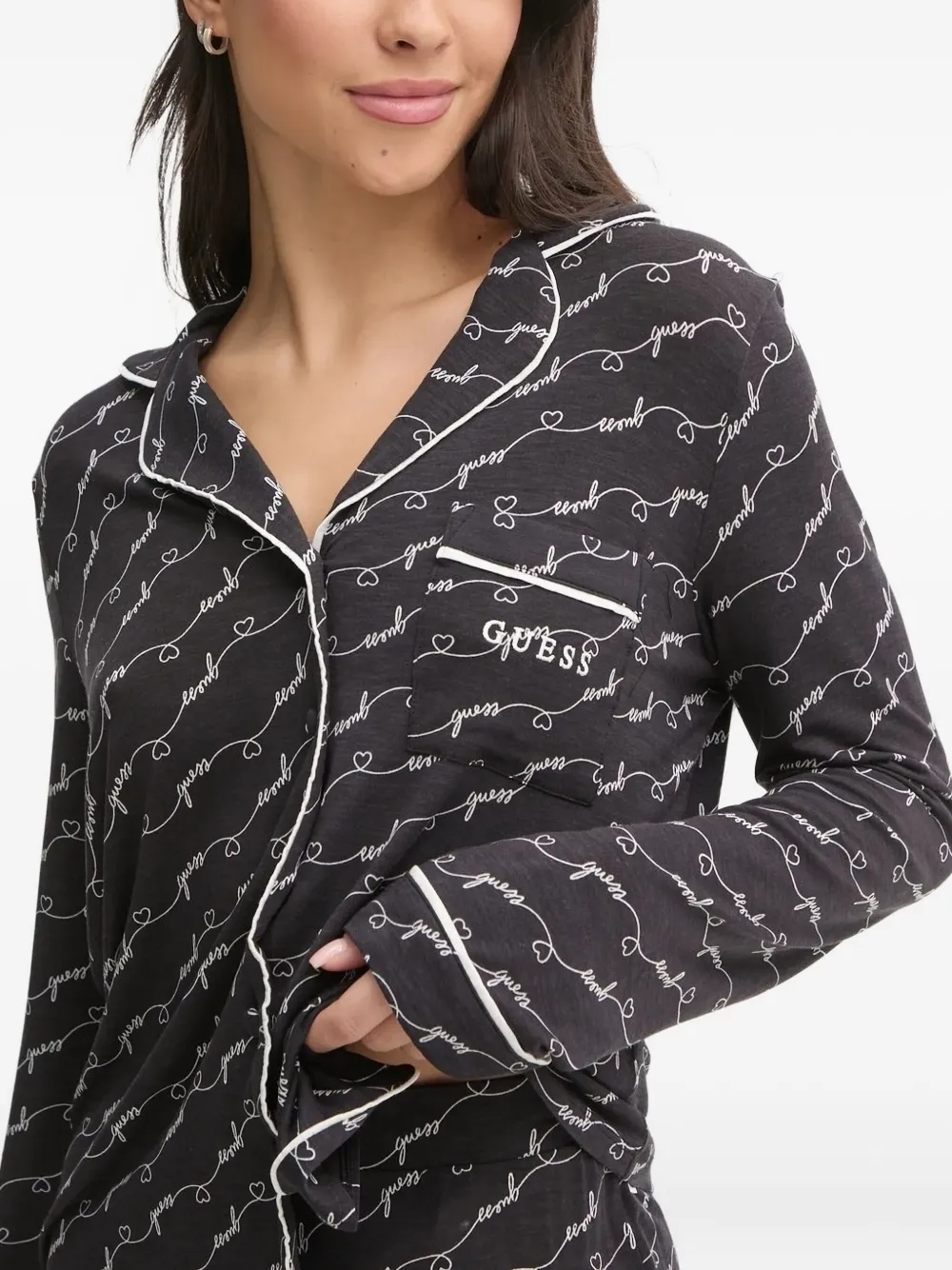 GUESS USA Pyjama met logo-hart Zwart