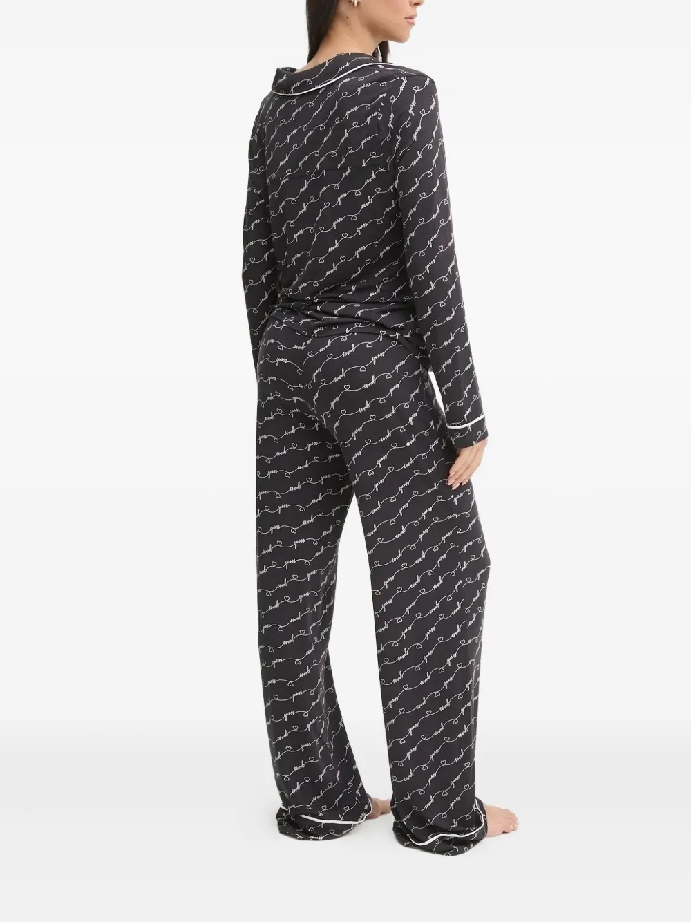 GUESS USA Pyjama met logo-hart Zwart