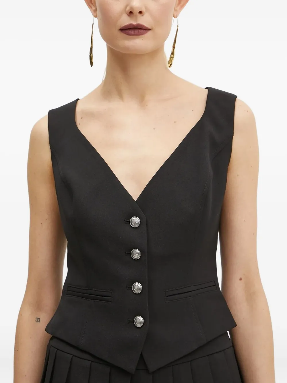 Guess Usa Button-fastening Vest In Black