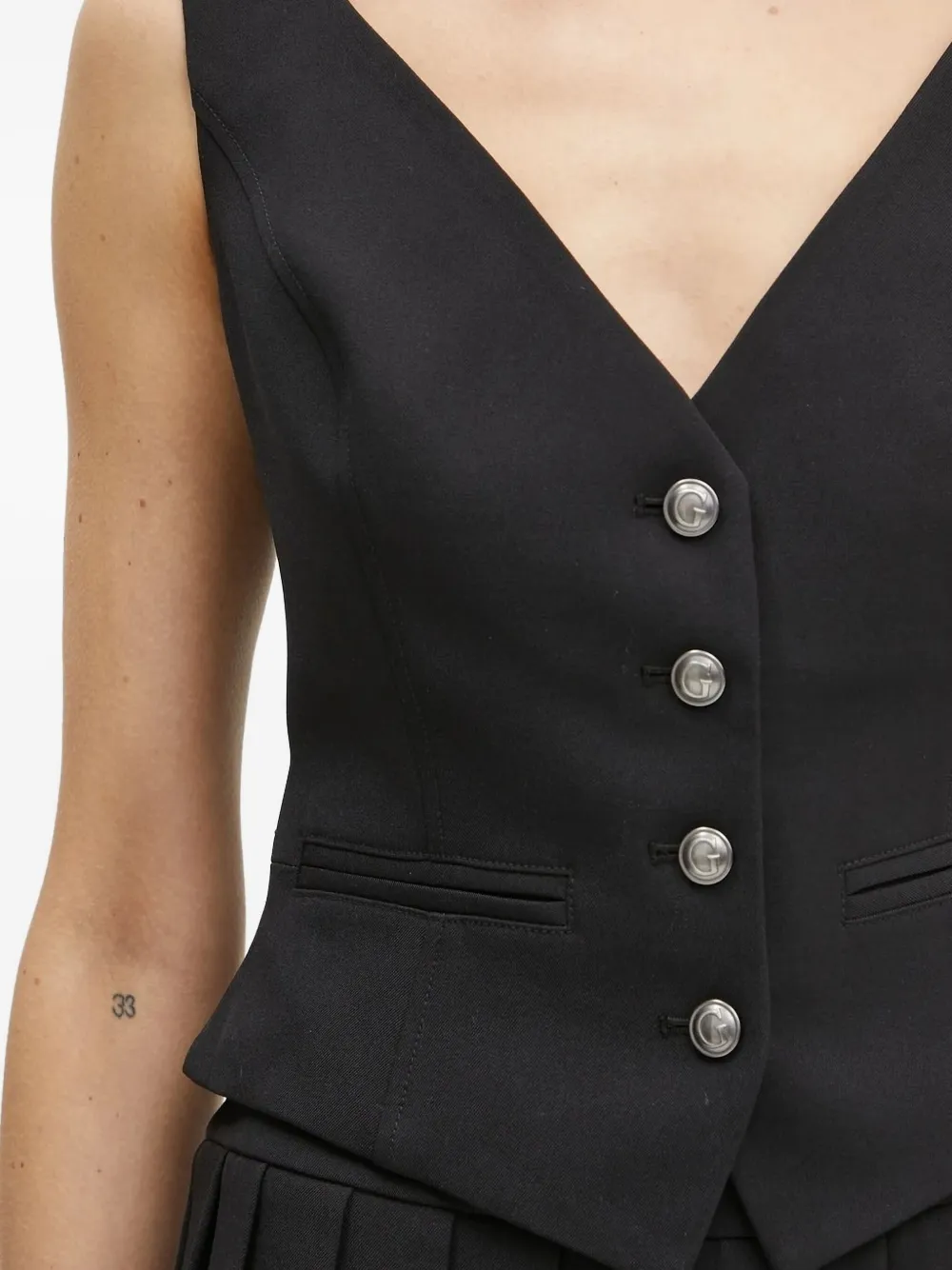 Guess Usa Button-fastening Vest In Black