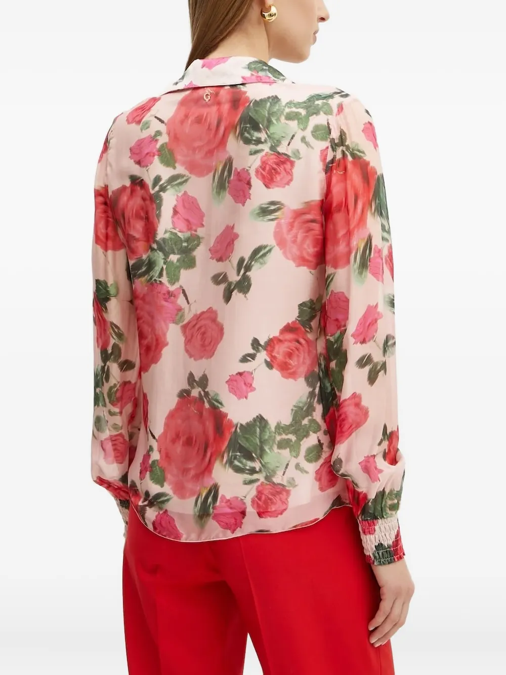 GUESS USA rose-print ruffled blouse - Roze