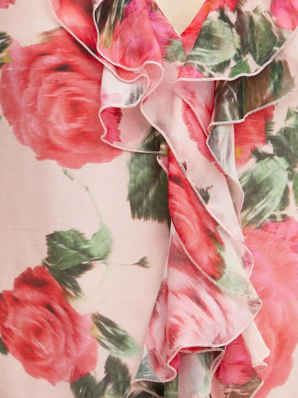 GUESS USA Blouse met roosprint en ruches Roze