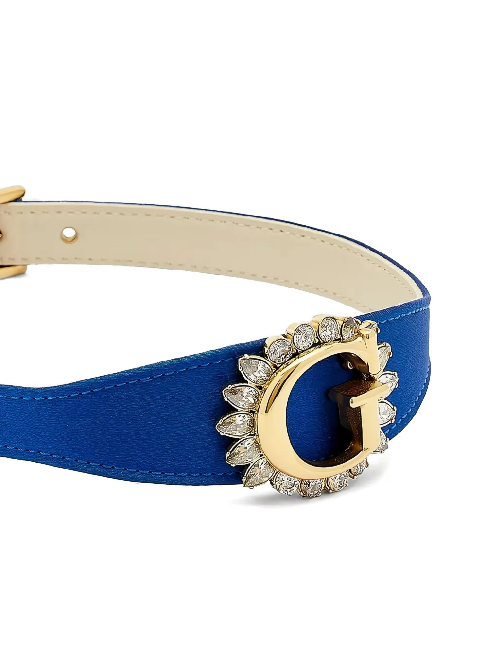 Guess Usa Embellished Logo Necklace In Blue
