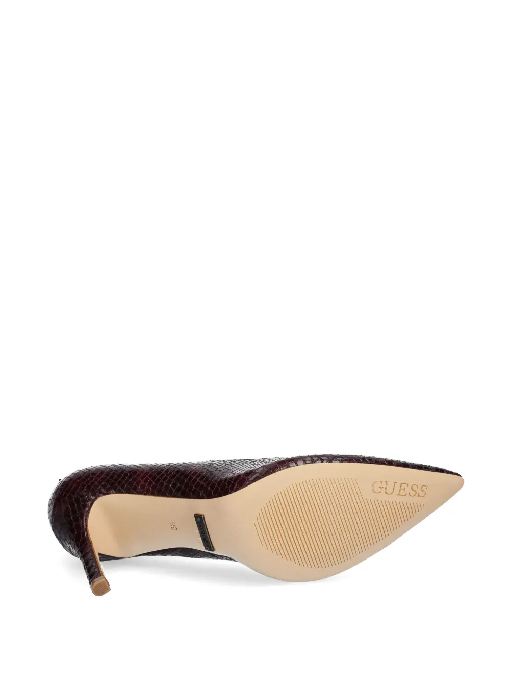 Guess Usa Reptile-effect Pumps In Red