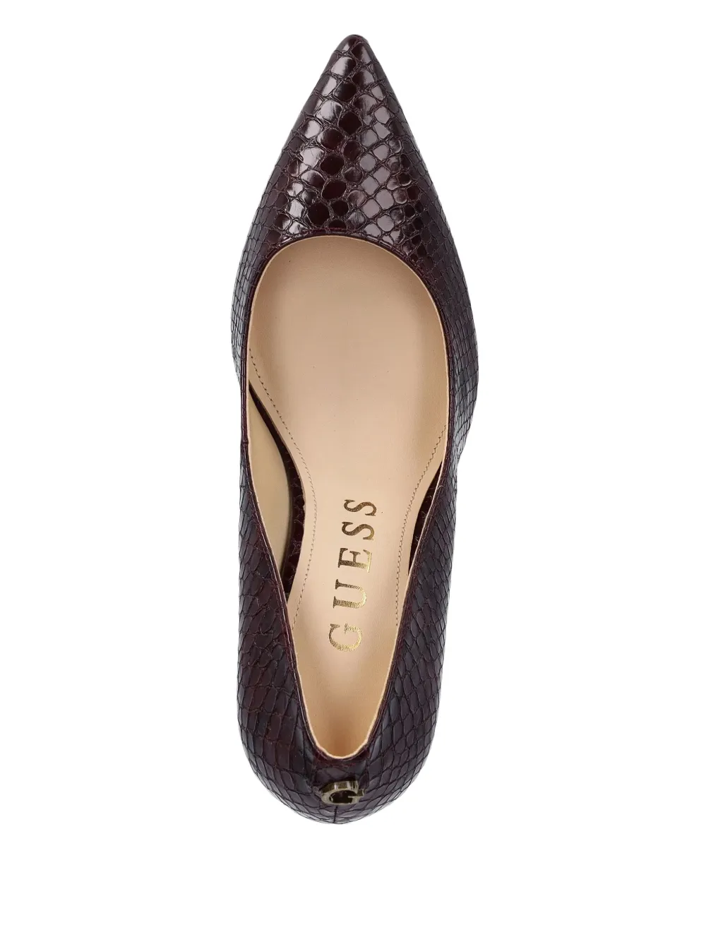 Guess Usa Reptile-effect Pumps In Red