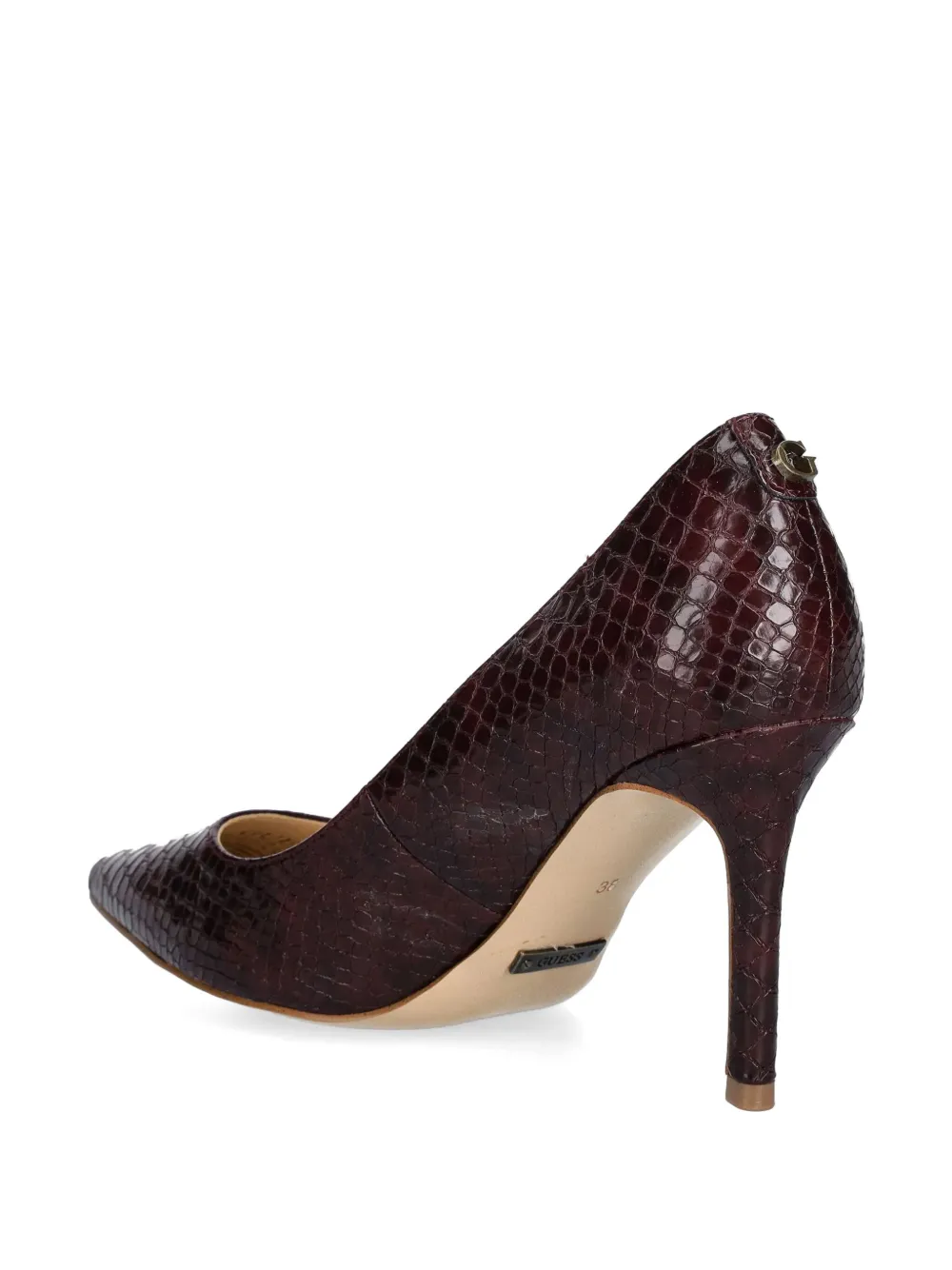 Guess Usa Reptile-effect Pumps In Red