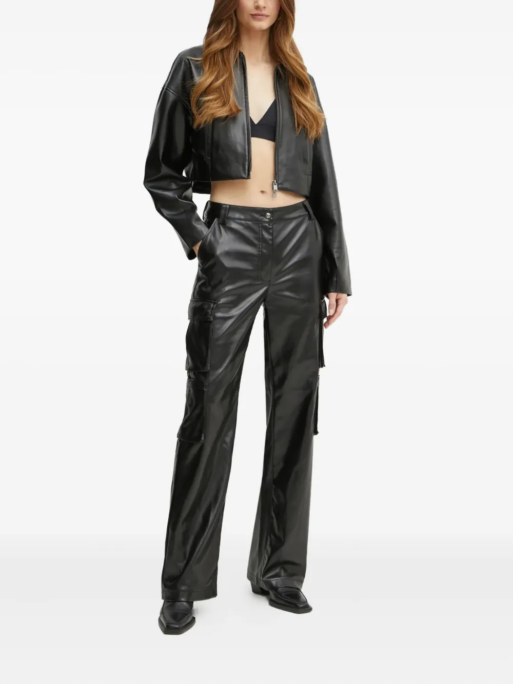 Guess Usa Cargo-pocket Trousers In Black