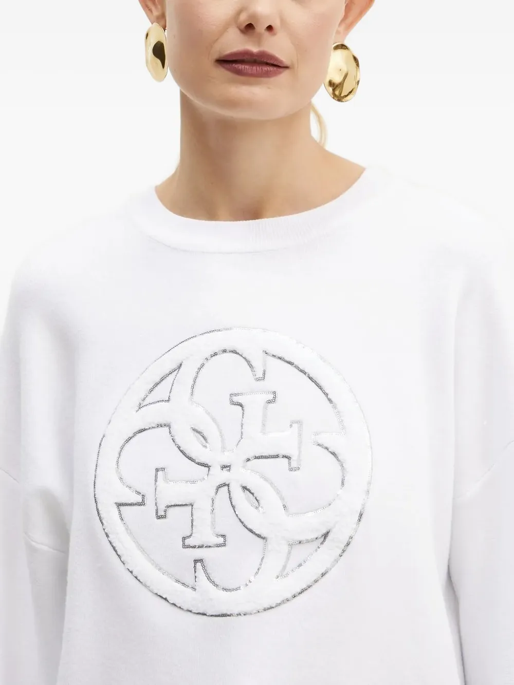 GUESS USA Sweater verfraaid met pailletten Wit