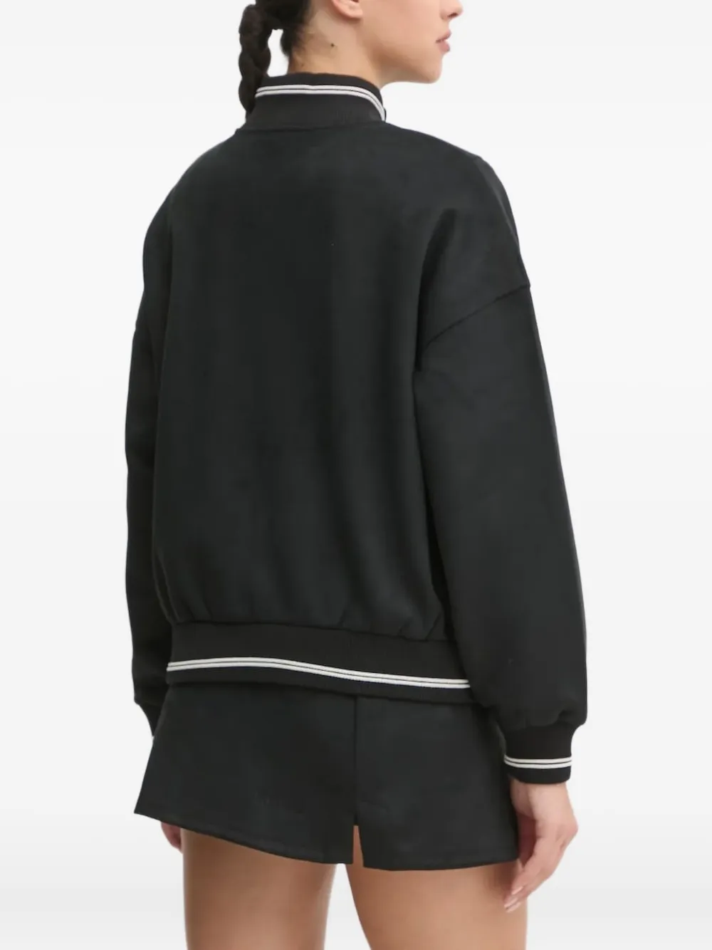 Guess Usa Zip-up Ribbed-collar Sweatshirt In Black