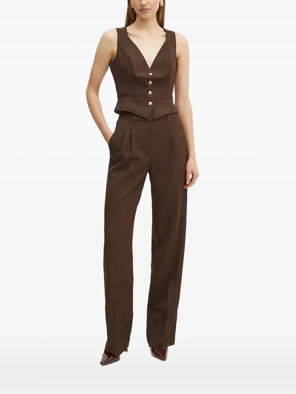 Guess Usa Button-fastening Sleeveless Top In Brown