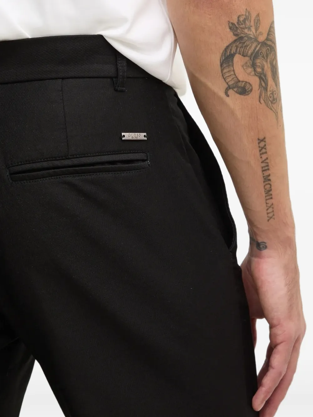 GUESS USA Broek met logoplakkaat Zwart