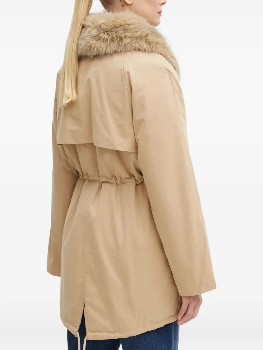 Guess Usa Faux-fur Collar Drawstring Jacket In Neutral