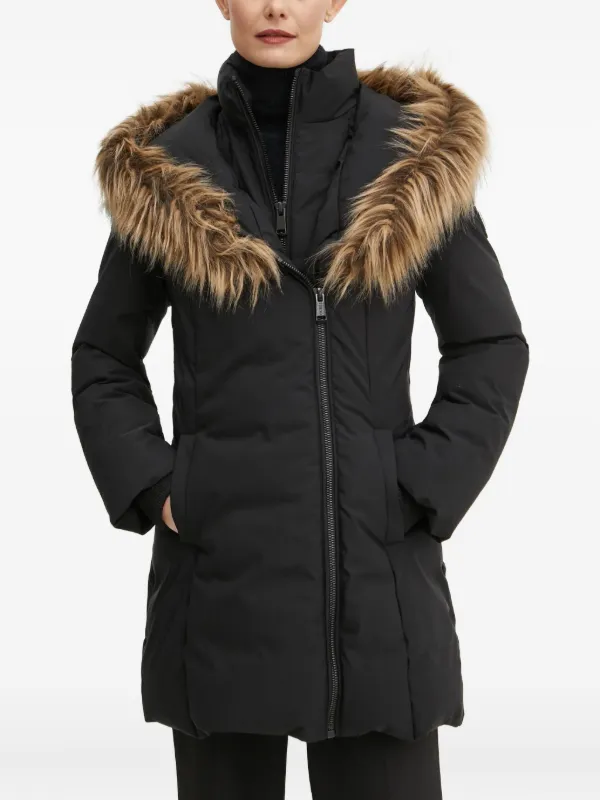 Faux Fur Parkas Guess GUESS USA Faux-fur Hooded Coat Black FARFETCH JO