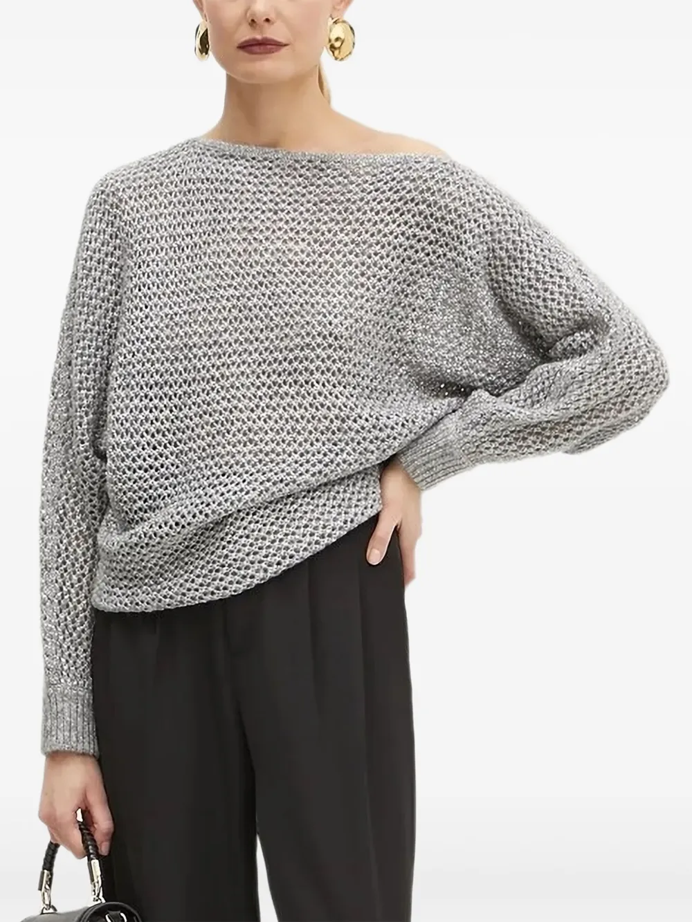 GUESS USA open-shoulder knit sweater | Grey | Image 1