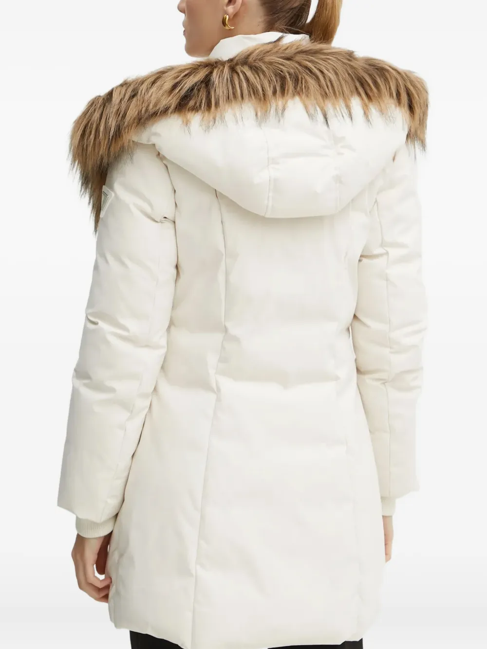 Guess Usa Faux-fur Hooded Jacket In White