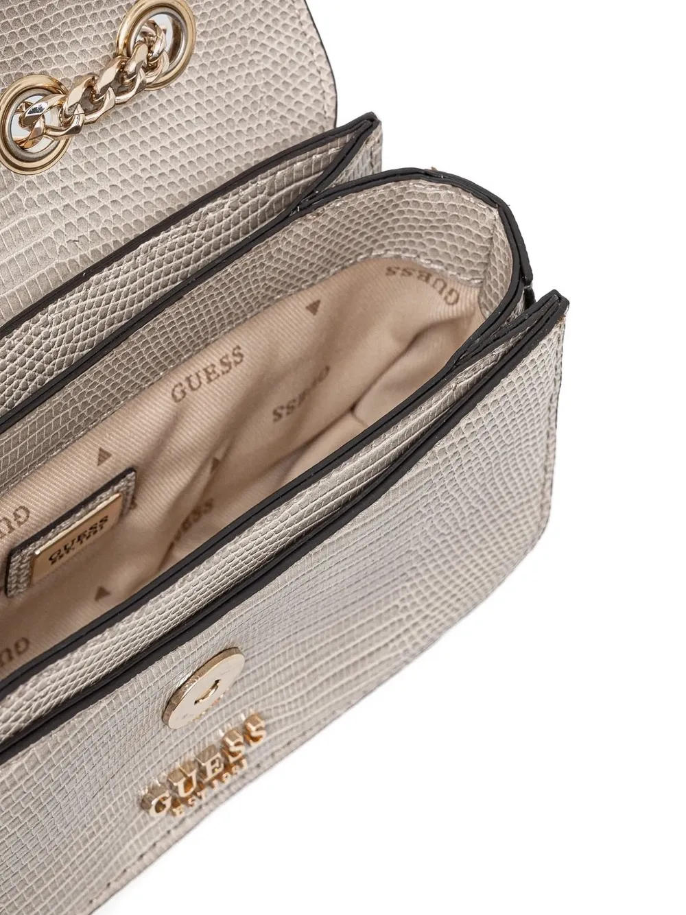 GUESS USA Crossbodytas met slangenleer-effect Beige