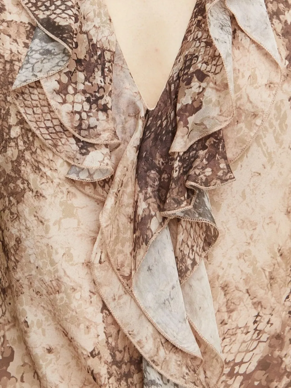 Guess Usa Snake-print Blouse In Brown