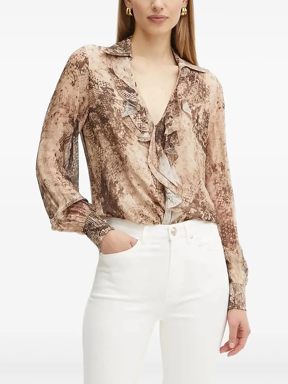 GUESS USA snake-print blouse - ニュートラル GUESS USA snake-print blouse - ニュートラル