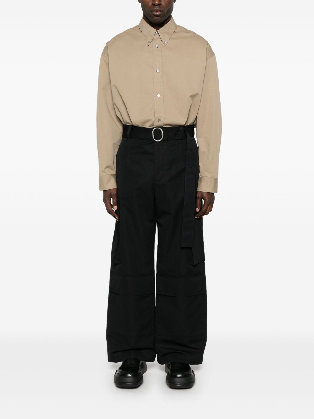 Jil Sander Cargo broek met ceintuur - Zwart