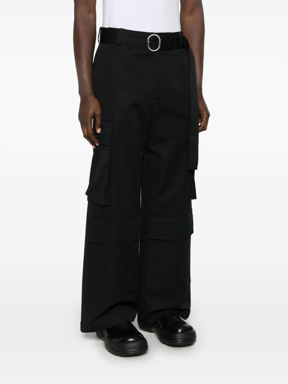 Jil Sander Cargo broek met ceintuur Zwart