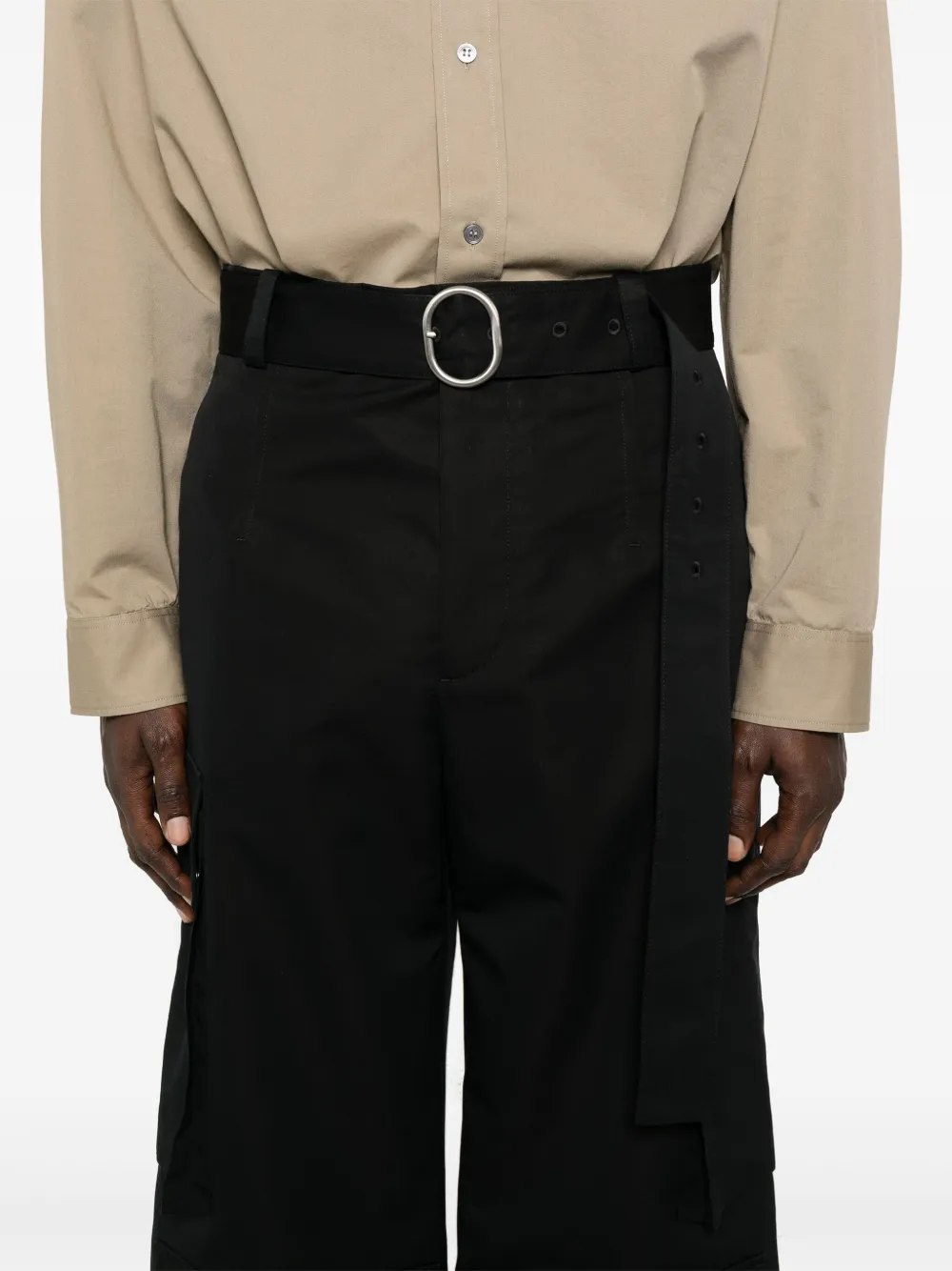 Jil Sander Cargo broek met ceintuur Zwart