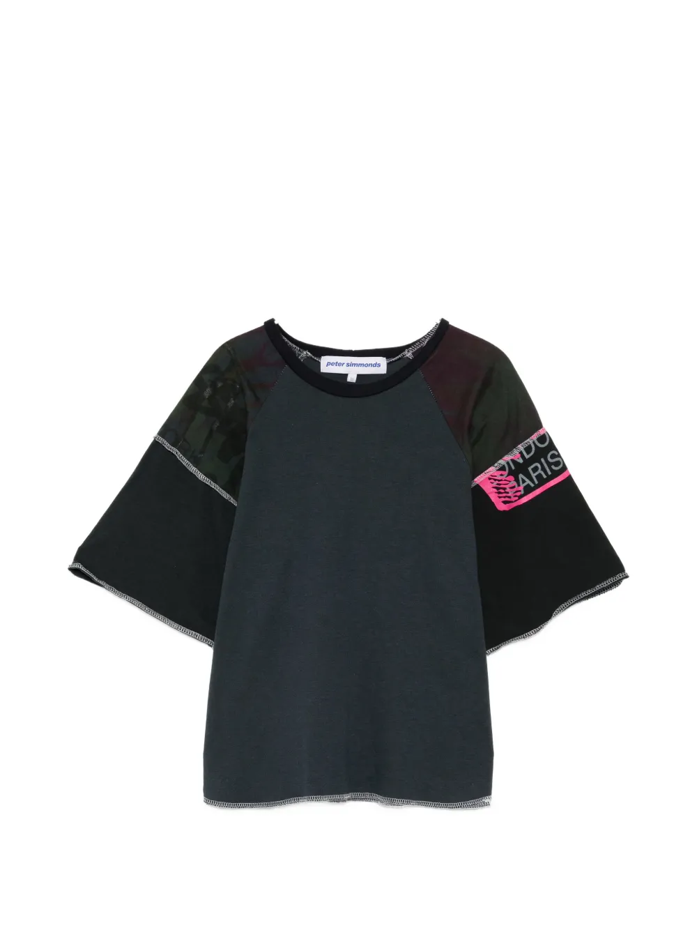 Stain Shade raglan-sleeve raw-edge T-shirt – Blue