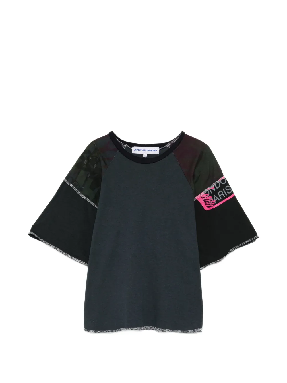 Stain Shade raglan-sleeve raw-edge T-shirt | Blue | Image 1