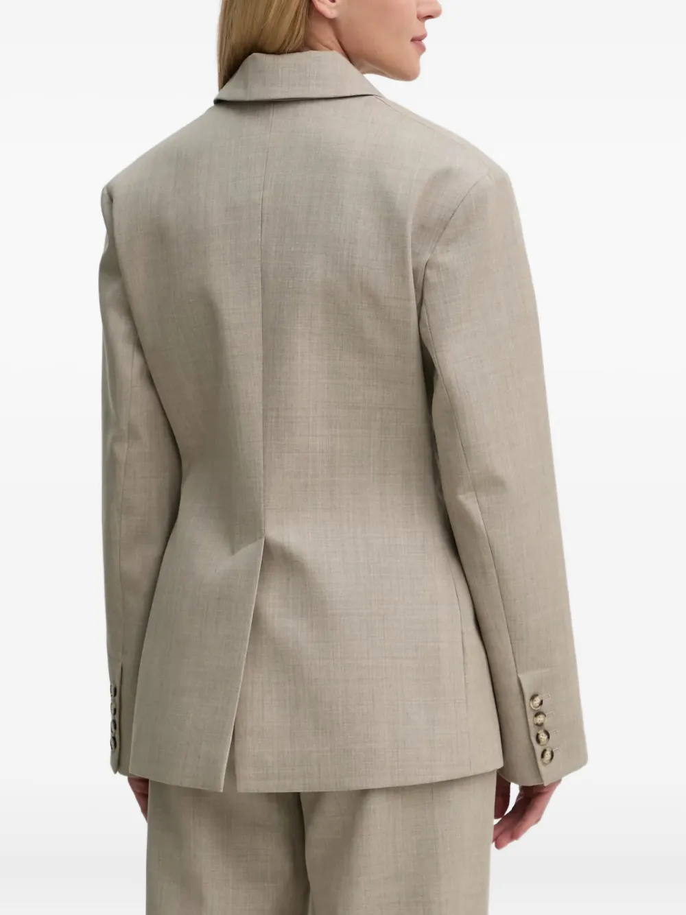 Nanushka Pacey blazer met dubbele rij knopen en leren afwerking Beige
