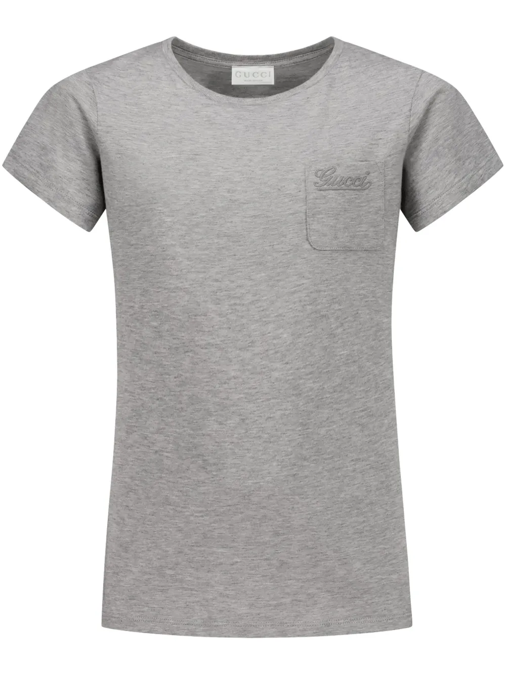Gucci Kids Katoenen T-shirt met geborduurd logo Grijs