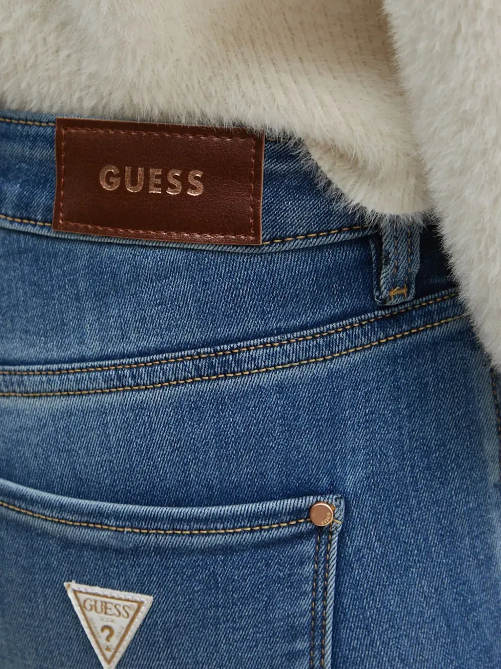 Guess Usa Logo-motif Jeans In Blue