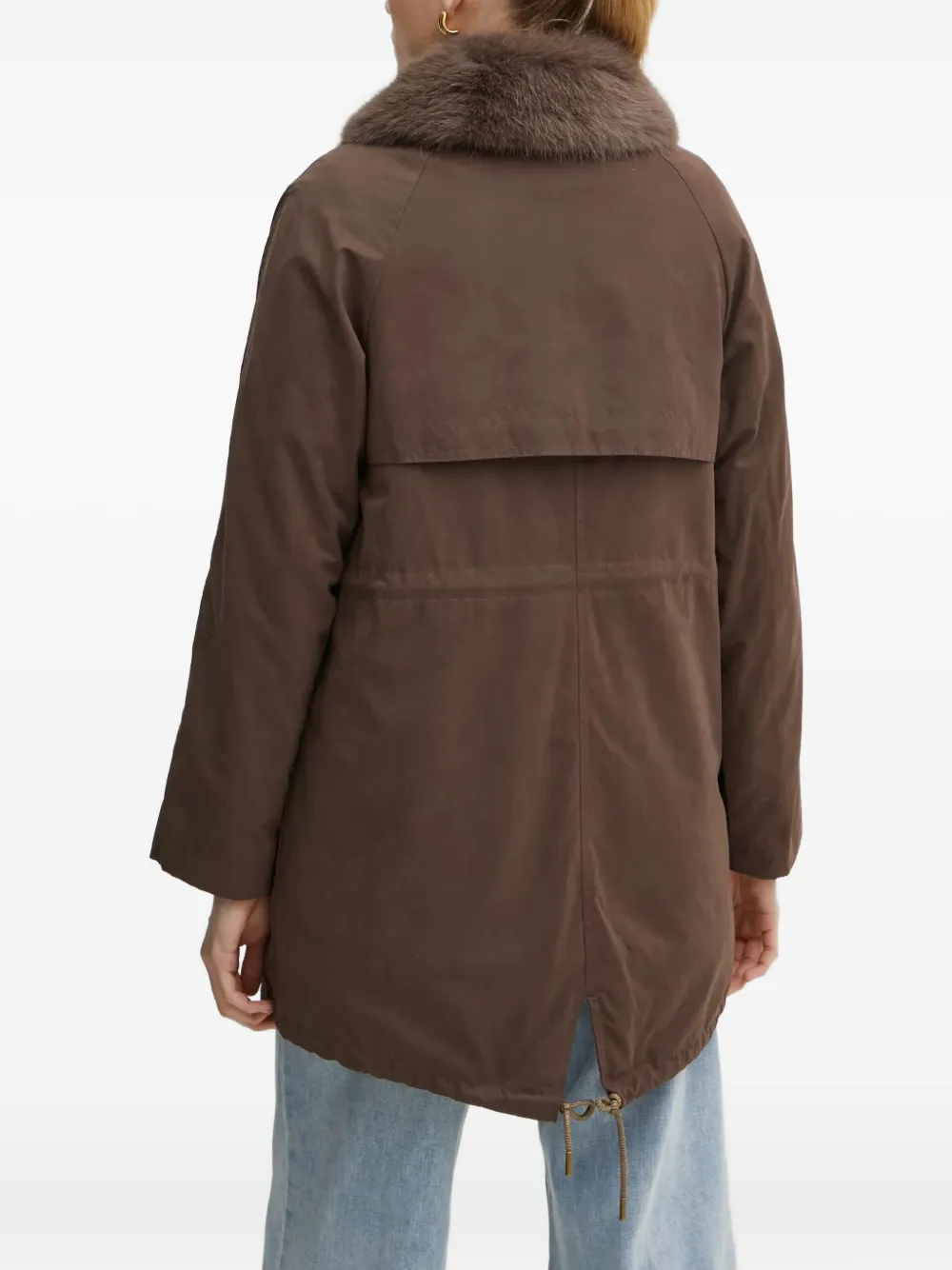 Guess Usa Faux-fur Collar Jacket In Brown