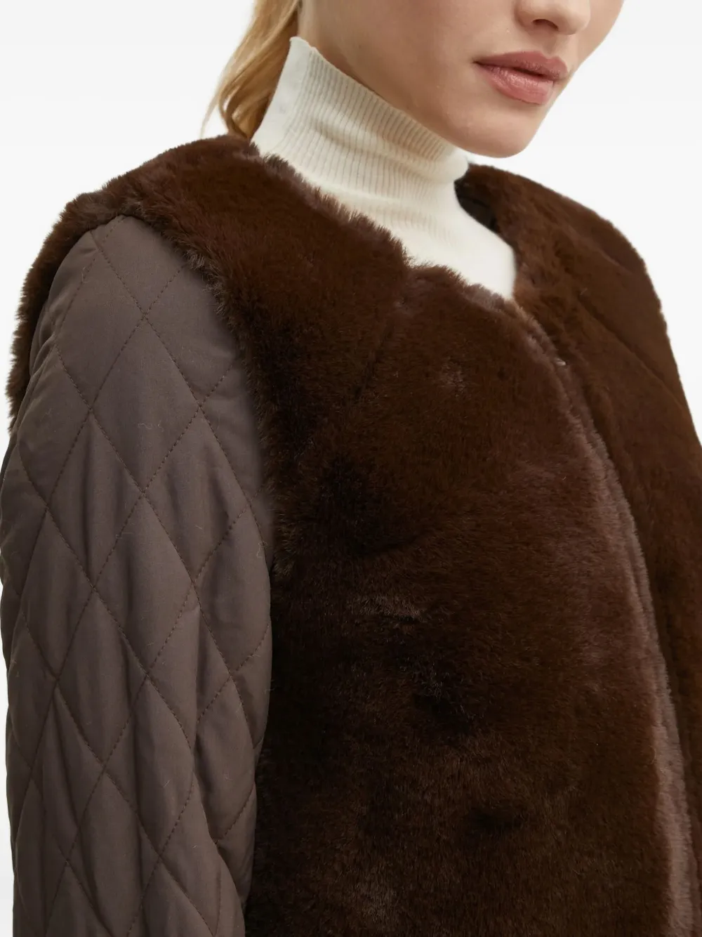 Guess Usa Faux-fur Collar Jacket In Brown