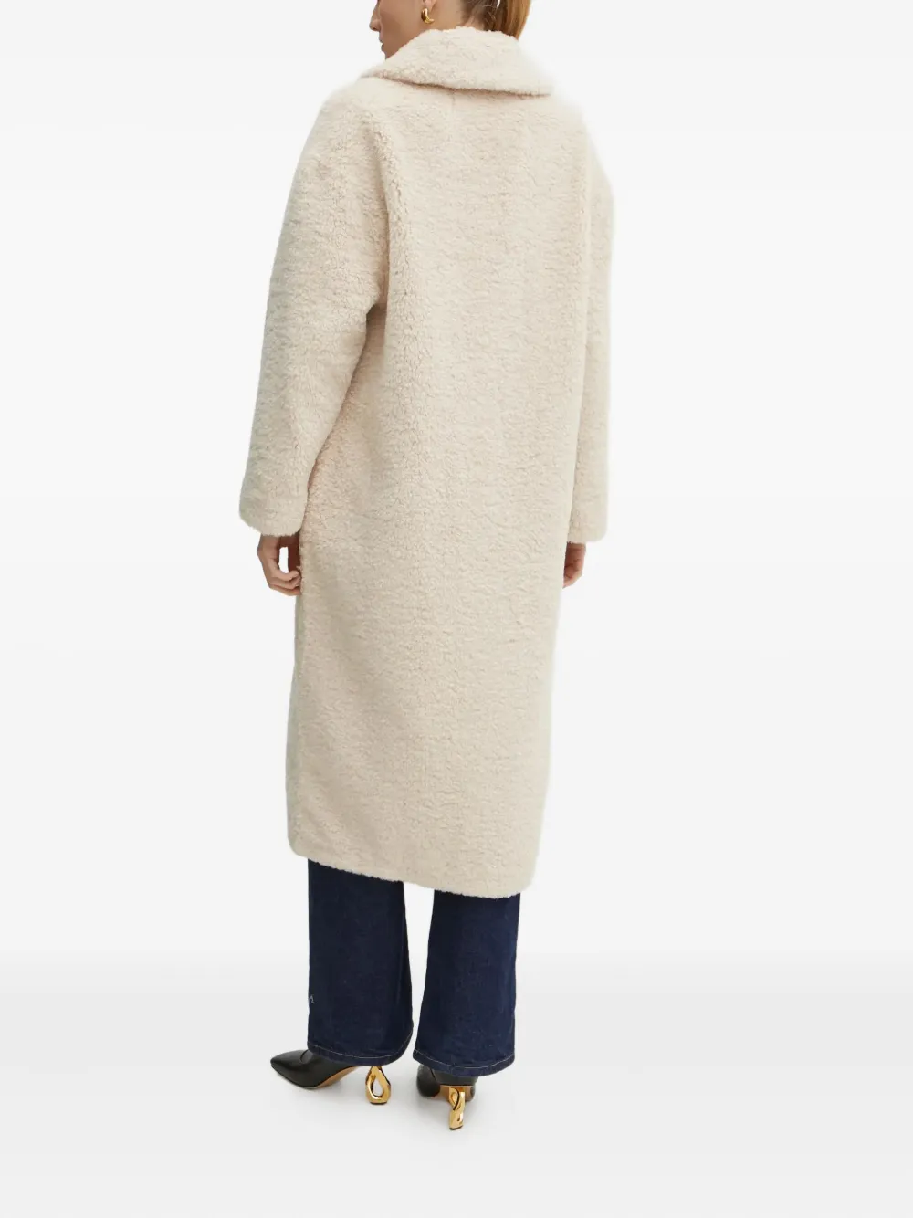 Guess Usa Buttoned Collared Coat In White