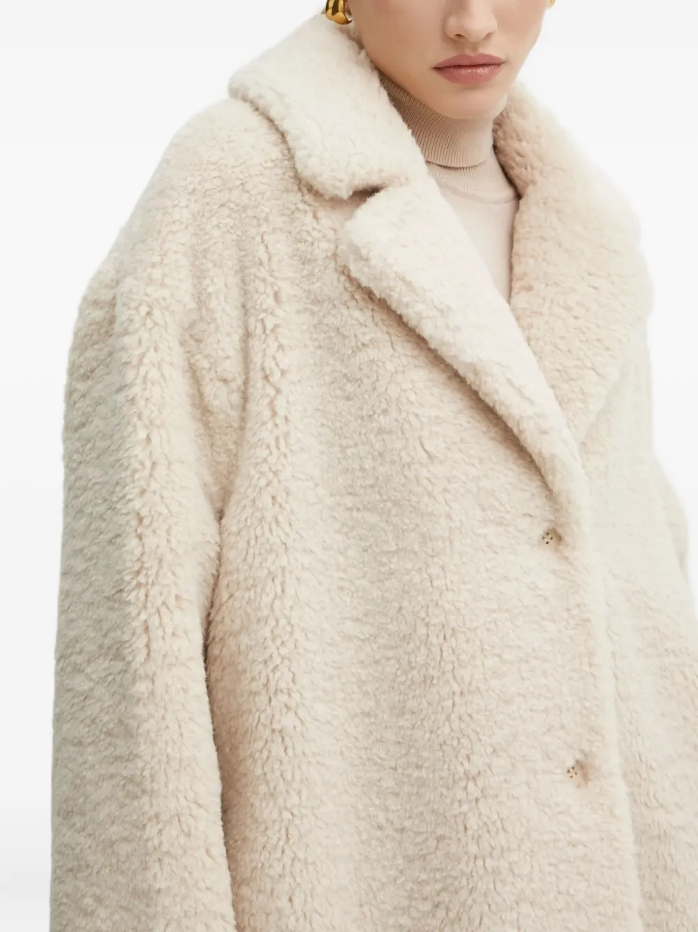 Guess Usa Buttoned Collared Coat In White