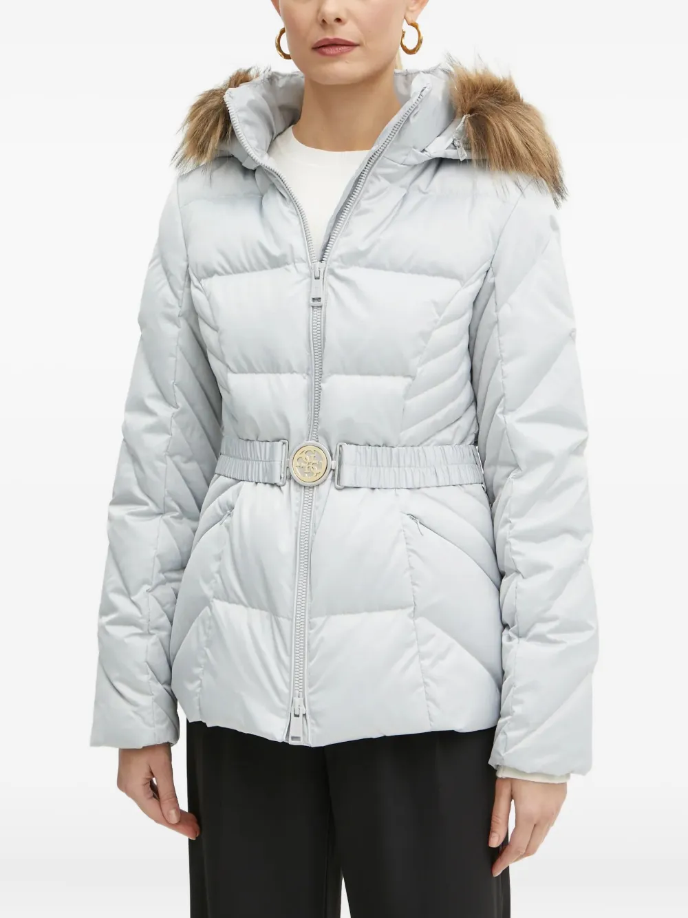 GUESS USA Donsjas met afwerking en ceintuur Grijs