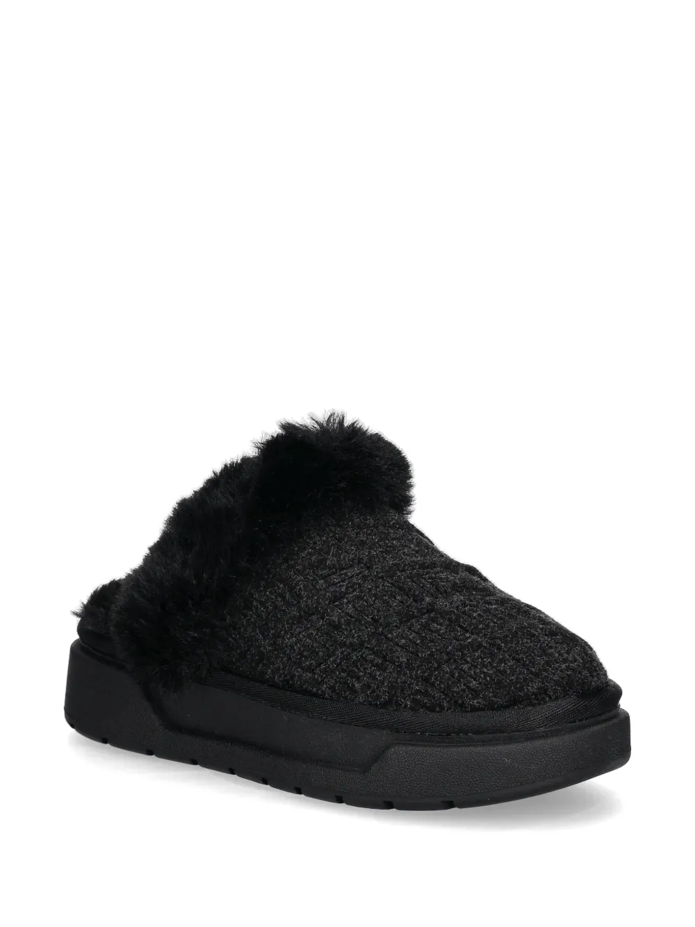 GUESS USA Slippers van imitatiebont - Zwart