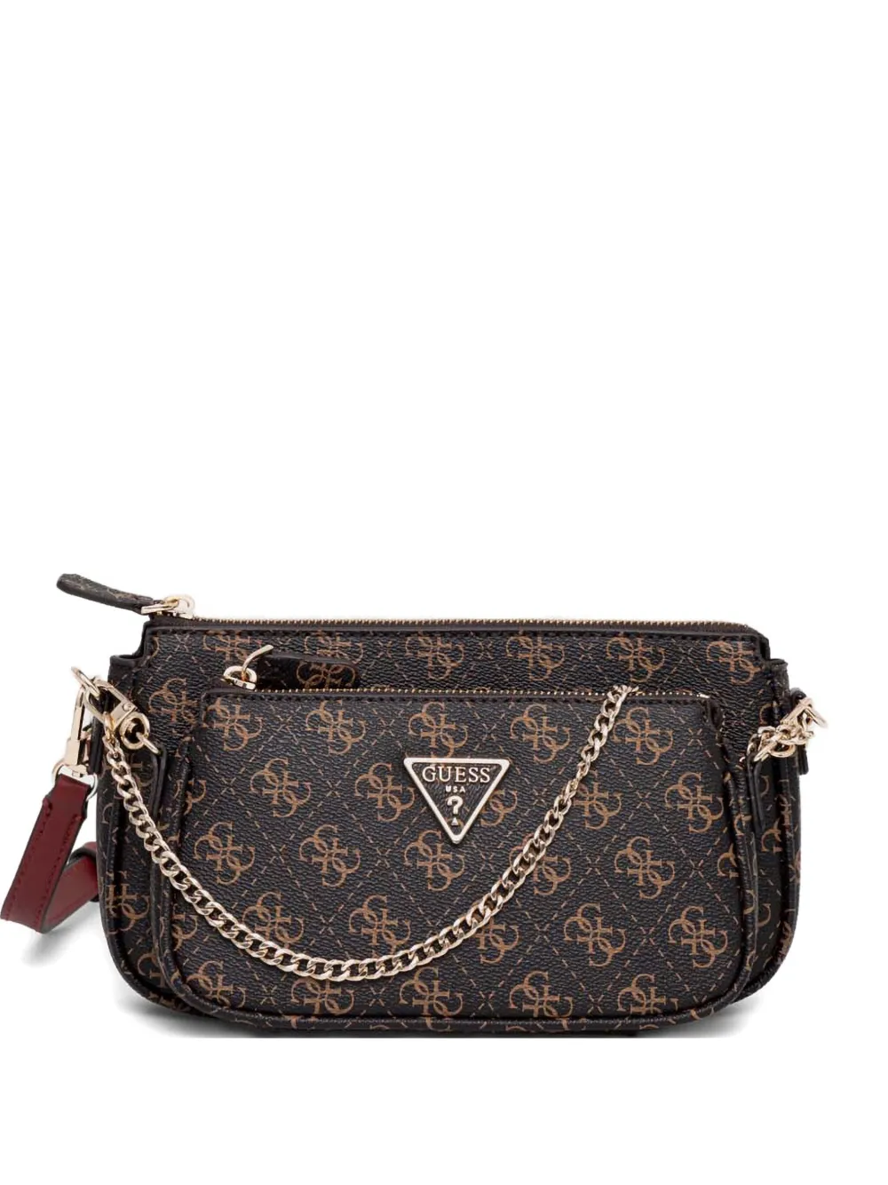 GUESS USA モノグラム ショルダーバッグ - ブラウン GUESS USA モノグラム ショルダーバッグ - ブラウン
