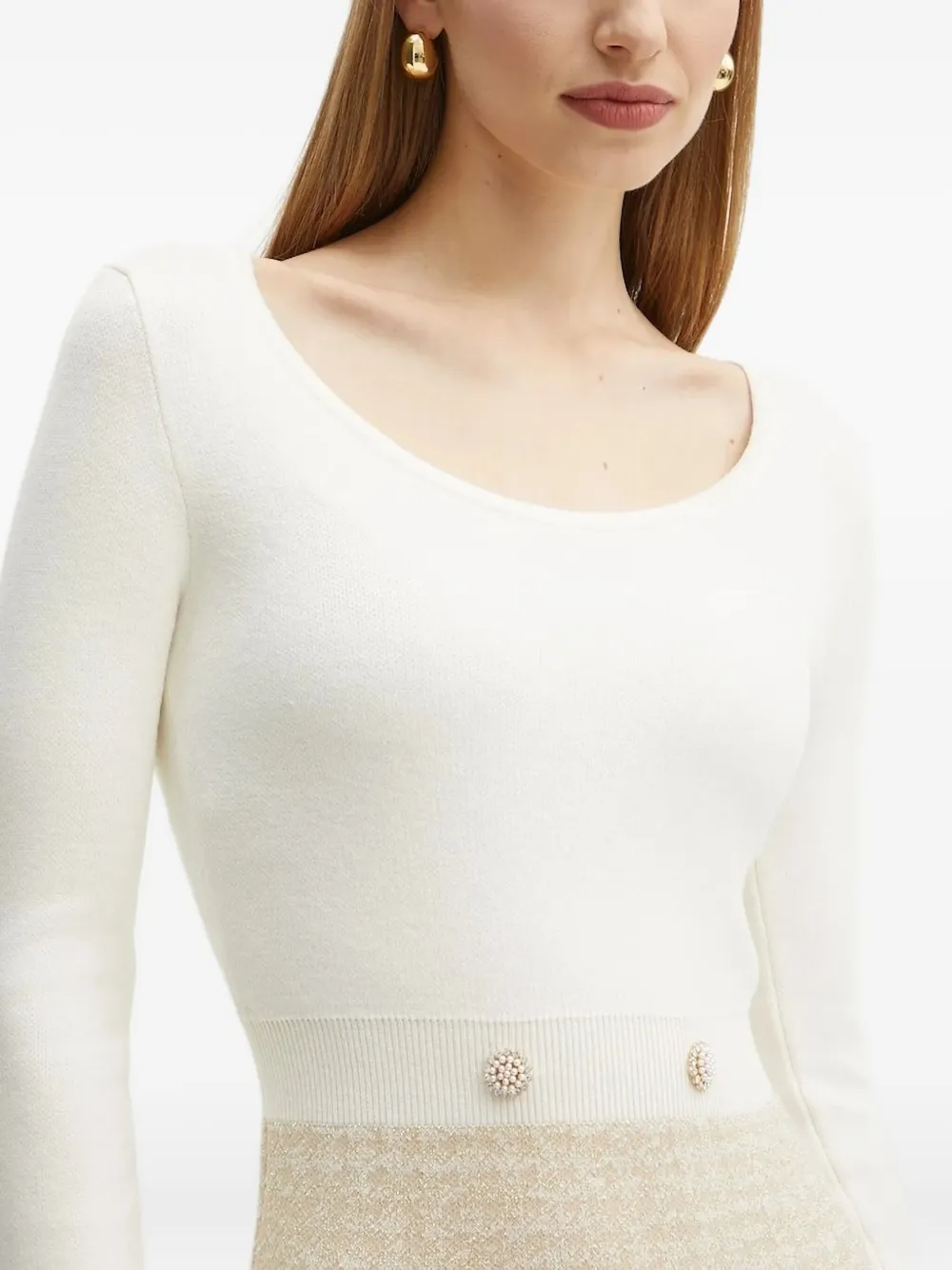 GUESS USA Gebreide mini-jurk met parelknoop Wit