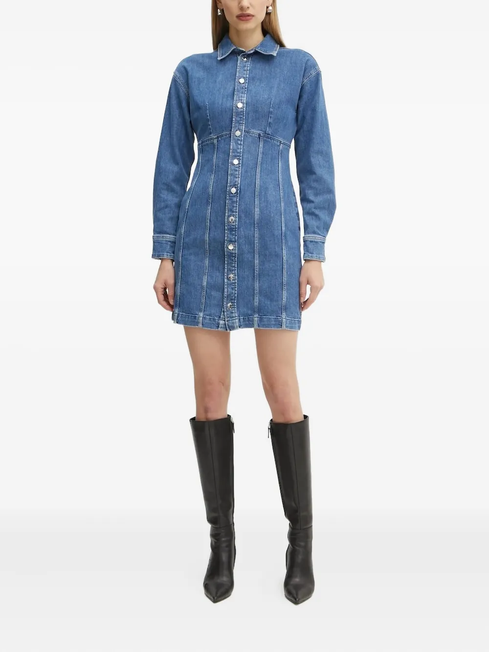 GUESS USA Button-down denim blousejurk Blauw