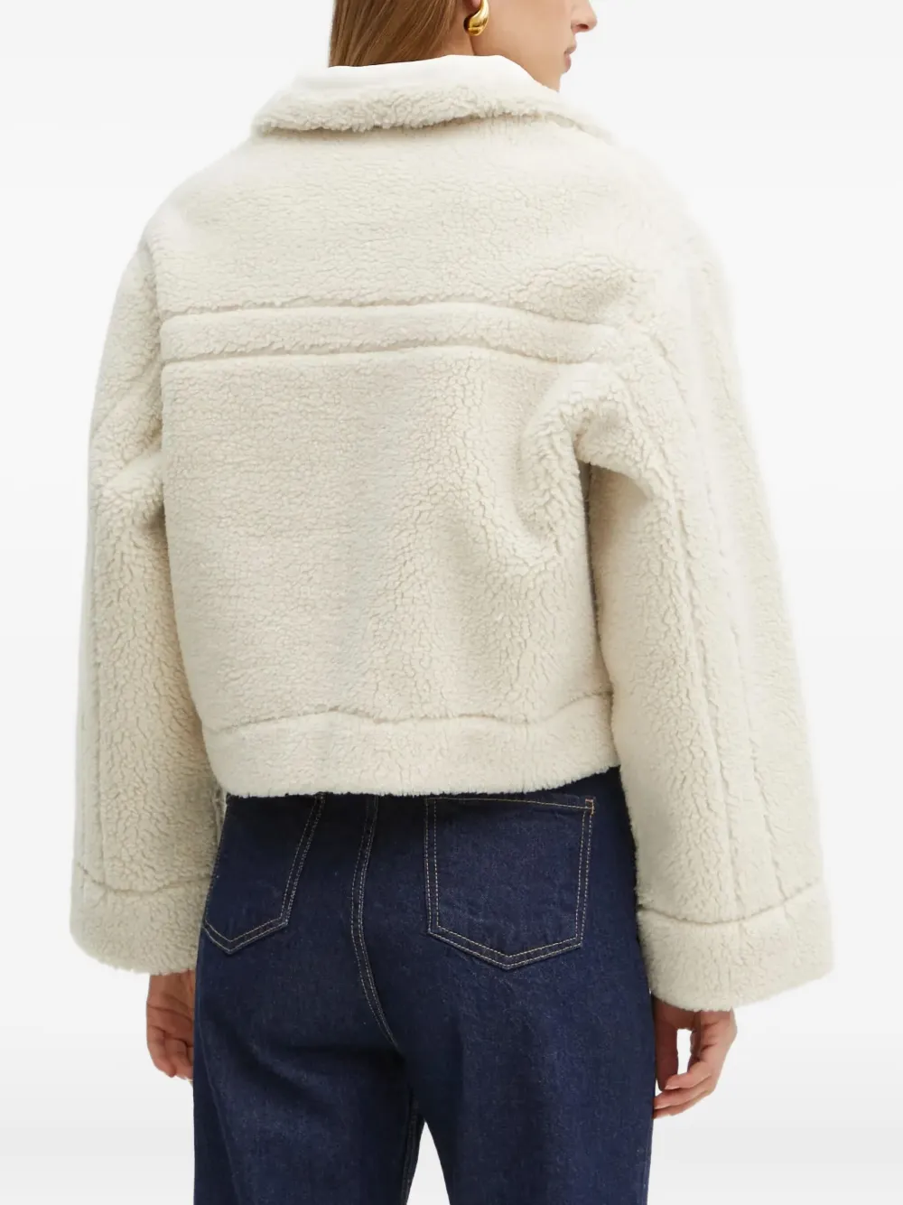GUESS USA Borg jack van imitatiebont met fleece vlakken Beige