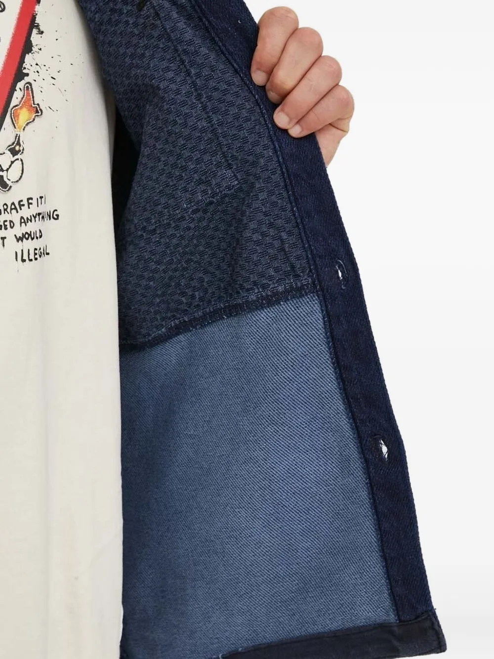 GUESS USA Denim shirtjack met textuur vlak Blauw
