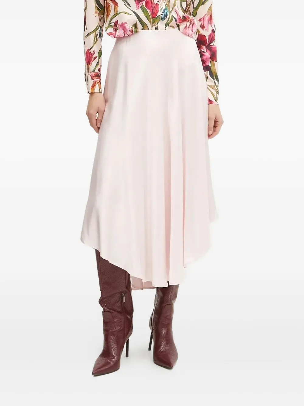 Guess Usa Asymmetric Satin Skirt In Pink