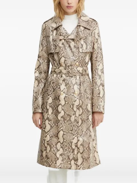 GUESS USA snakeskin-print belted trench coat